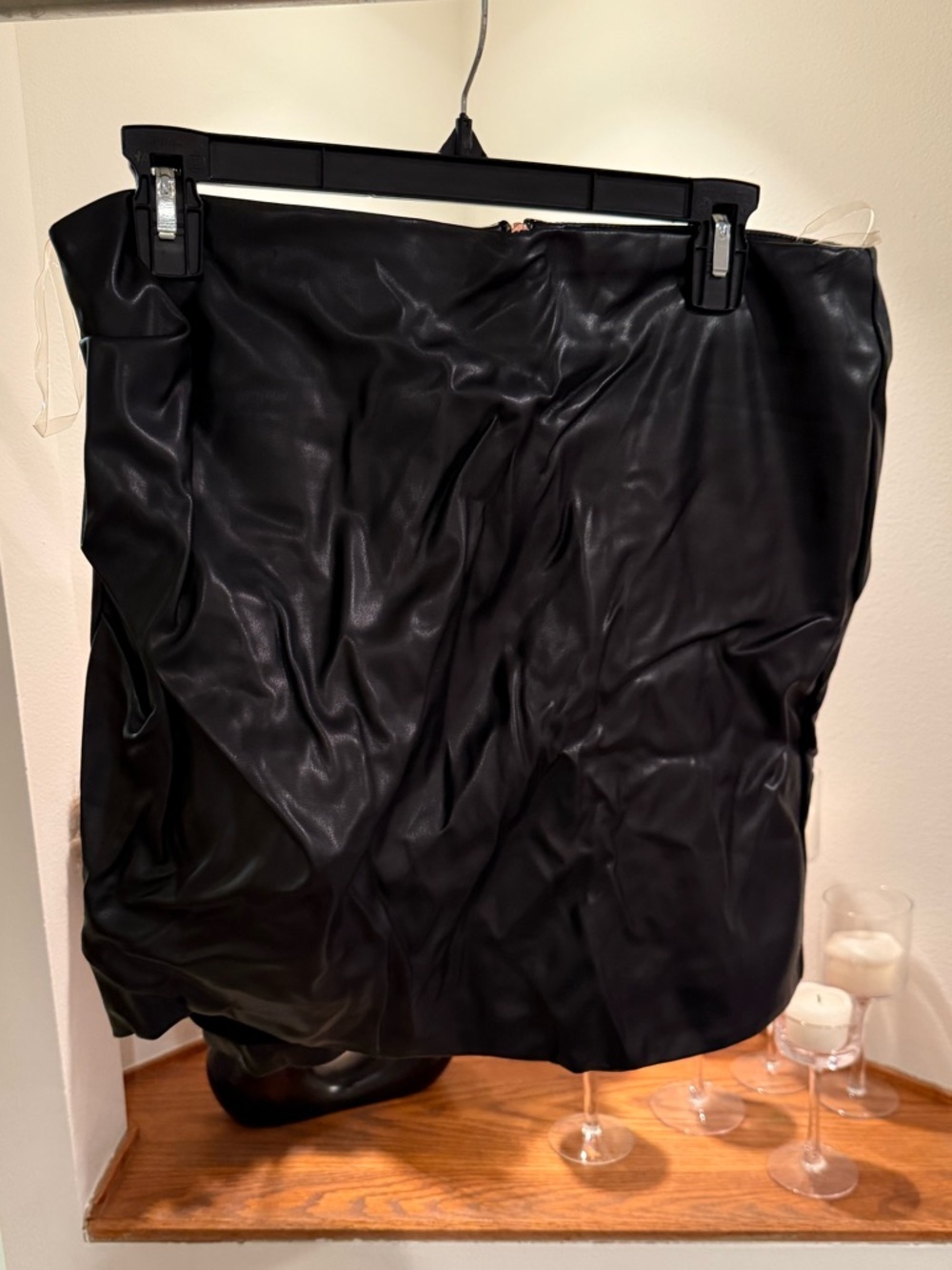 Nookie Black Faux Leather Mini Skirt with Zip Detail